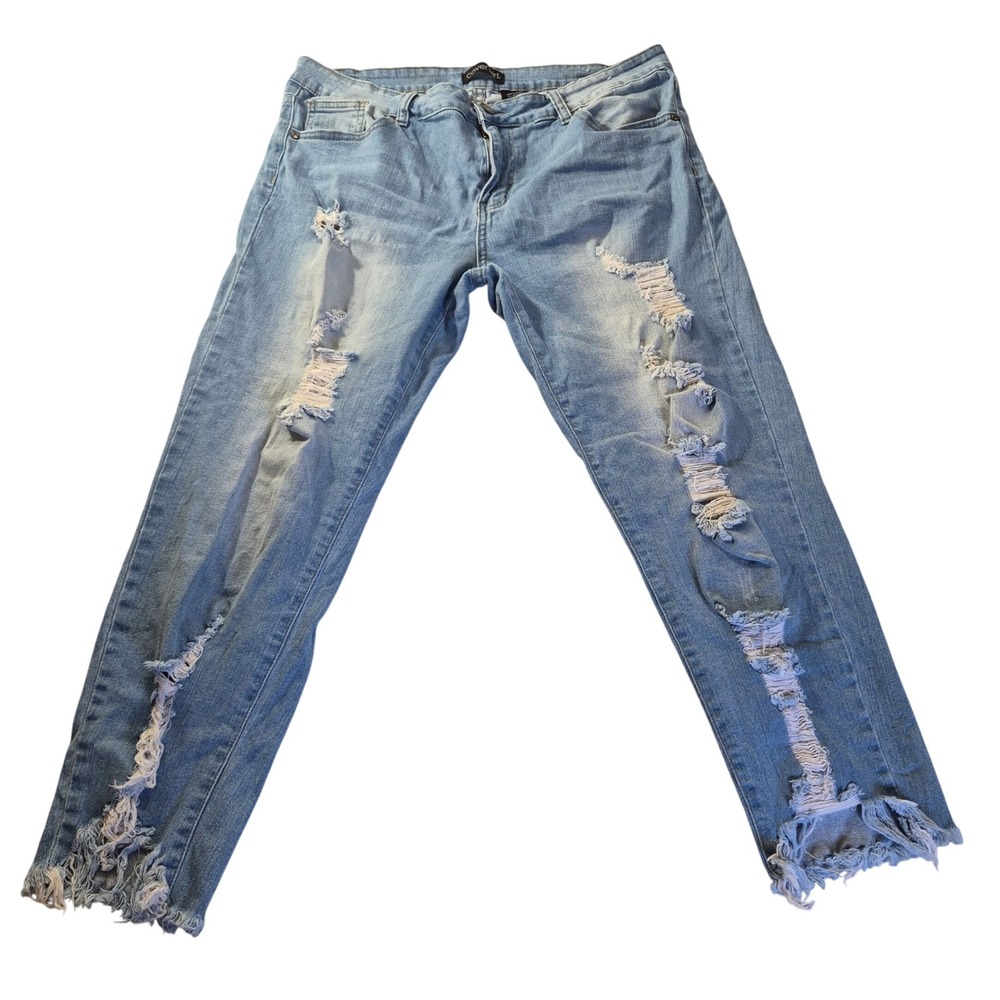 Cover Girl Distressed Skinny Jeans CG2-170368BLX Womens 16W Plus Size 90s Grunge